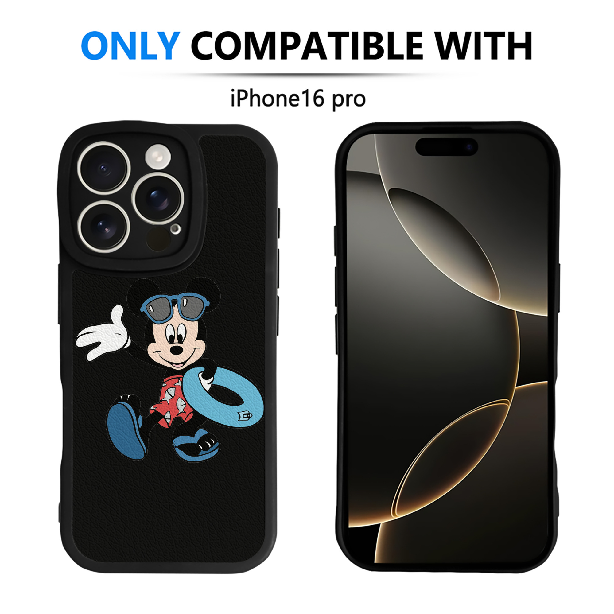 （画像用） ミッキーマウス Mickey Mouse 【iPhone 16シリーズ対応】シリコンスマホケース（レザー調） 材質：シリコン